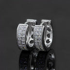 【US 3 Days Delivery】GL Two-Rows VVS Moissanite S925 Silver  Hoop Earring 16K Gold Plated