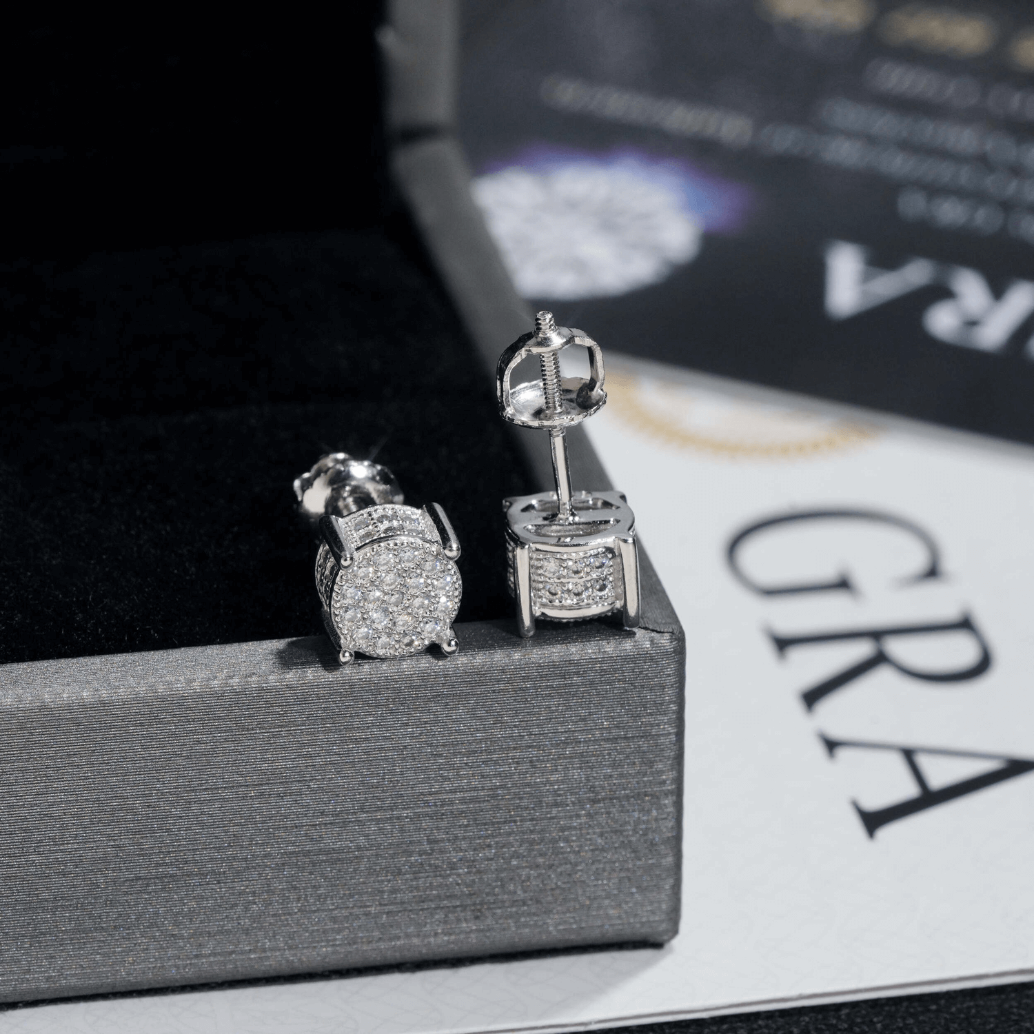 GL 925 Sterling Silver VVS Round Cut Moissanite Classic Stud Earring