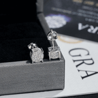GL 925 Sterling Silver VVS Round Cut Moissanite Classic Stud Earring