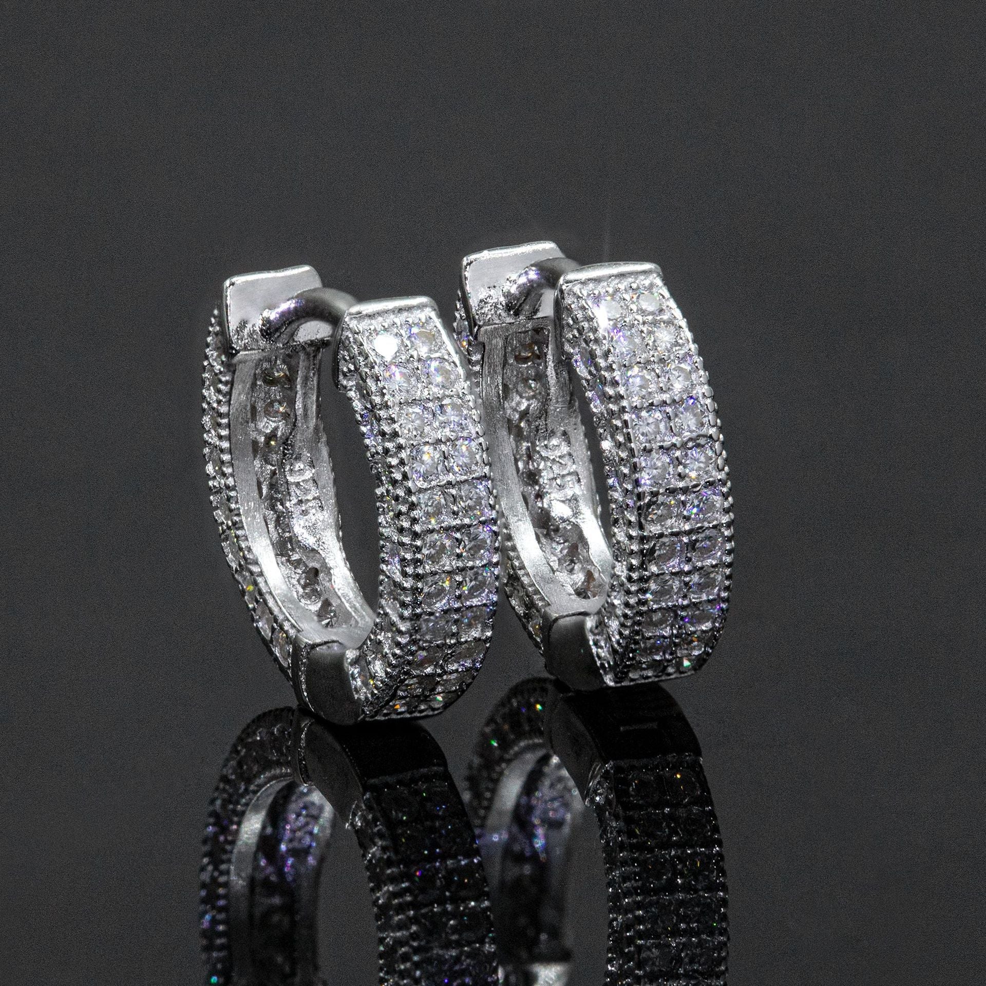【US 3 Days Delivery】GL Paved VVS Moissanite S925 Silver  Hoop Earring 16K Gold Plated