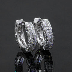 【US 3 Days Delivery】GL Paved VVS Moissanite S925 Silver  Hoop Earing 16K Gold Plated