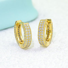 【US 3 Days Delivery】GL Paved VVS Moissanite S925 Silver  Hoop Earing 16K Gold Plated
