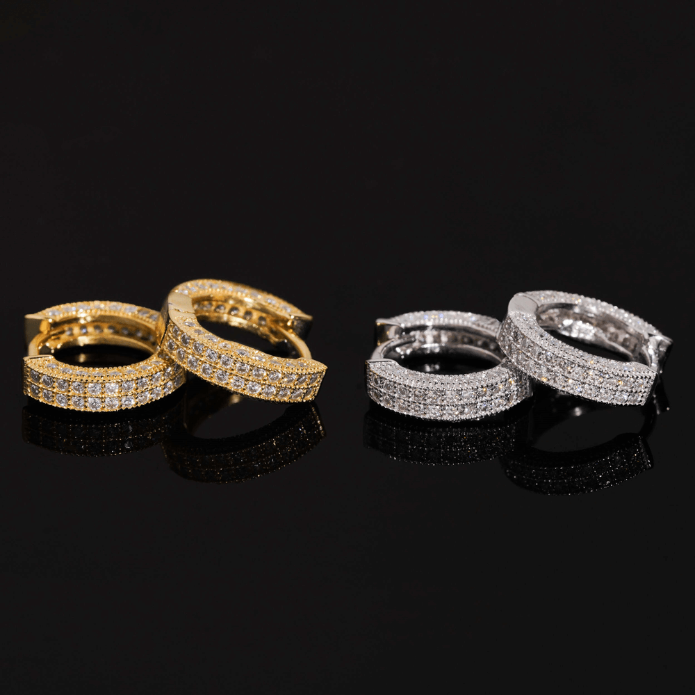 【US 3 Days Delivery】GL Paved VVS Moissanite S925 Silver  Hoop Earring 16K Gold Plated Secondary image