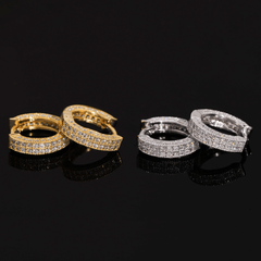 【US 3 Days Delivery】GL Paved VVS Moissanite S925 Silver  Hoop Earing 16K Gold Plated