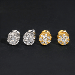 GL Hiphop Jewelry 925 Sterling Silver VVS Round Cut Moissanite Stud Earrings