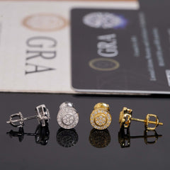 GL Hip Hop 925 Sterling Silver VVS Moissanite Diamond Stud Earrings