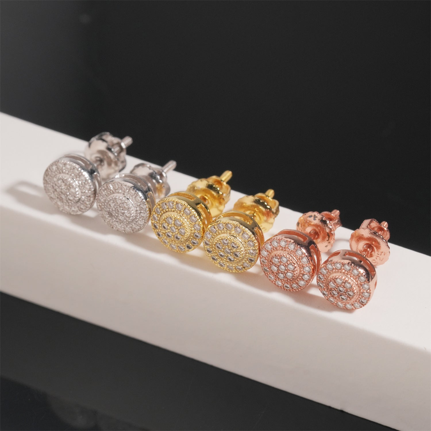 【US 3 Days Delivery】GL Hip Hop 925 Sterling Silver VVS Moissanite Diamond Stud Earrings