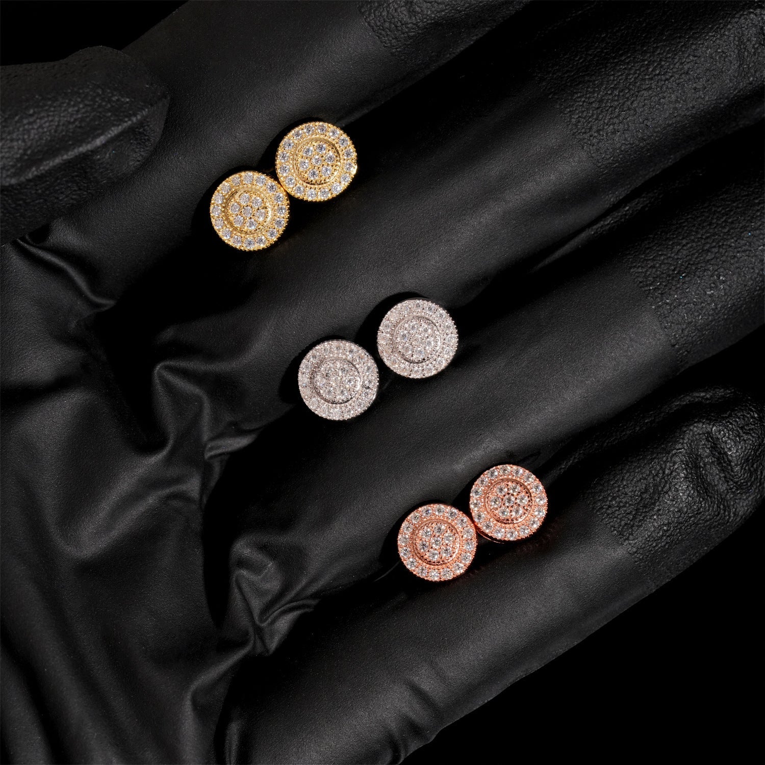 【US 3 Days Delivery】GL Hip Hop 925 Sterling Silver VVS Moissanite Diamond Stud Earrings