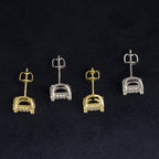 【US 3 Days Delivery】GL 8MM S925 Silver Paved VVS Round Cut Moissanite Iced Out  Square Earring