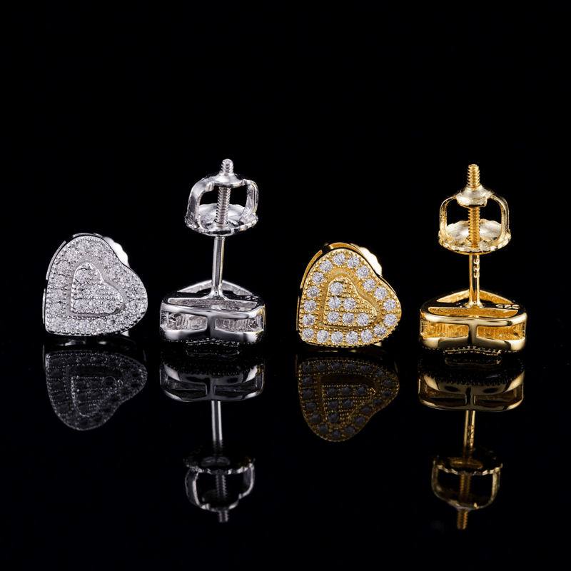 GL S925 Silver Fashion Style VVS Moissanite Heart Earrings