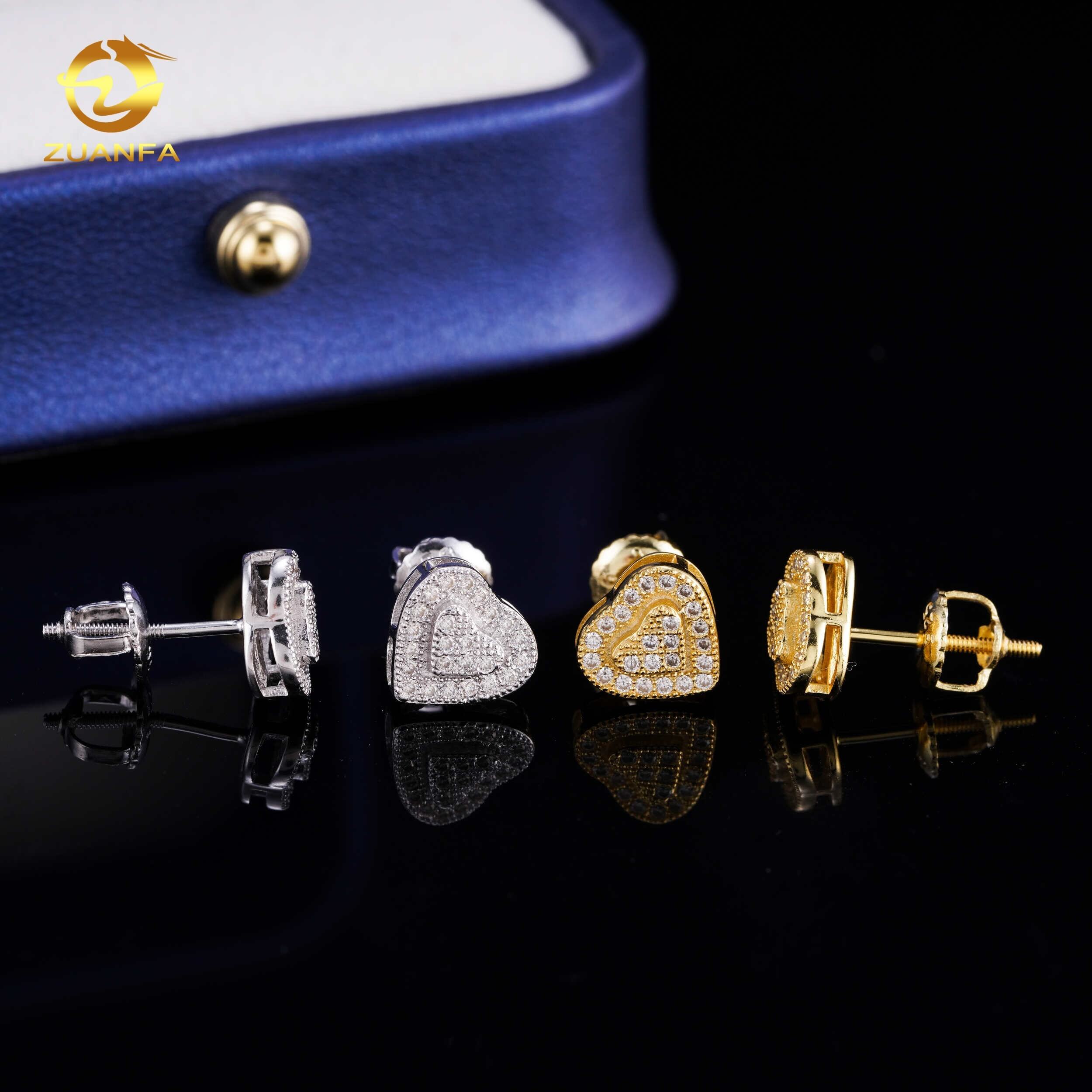 GL S925 Silver Fashion Style VVS Moissanite Heart Earrings