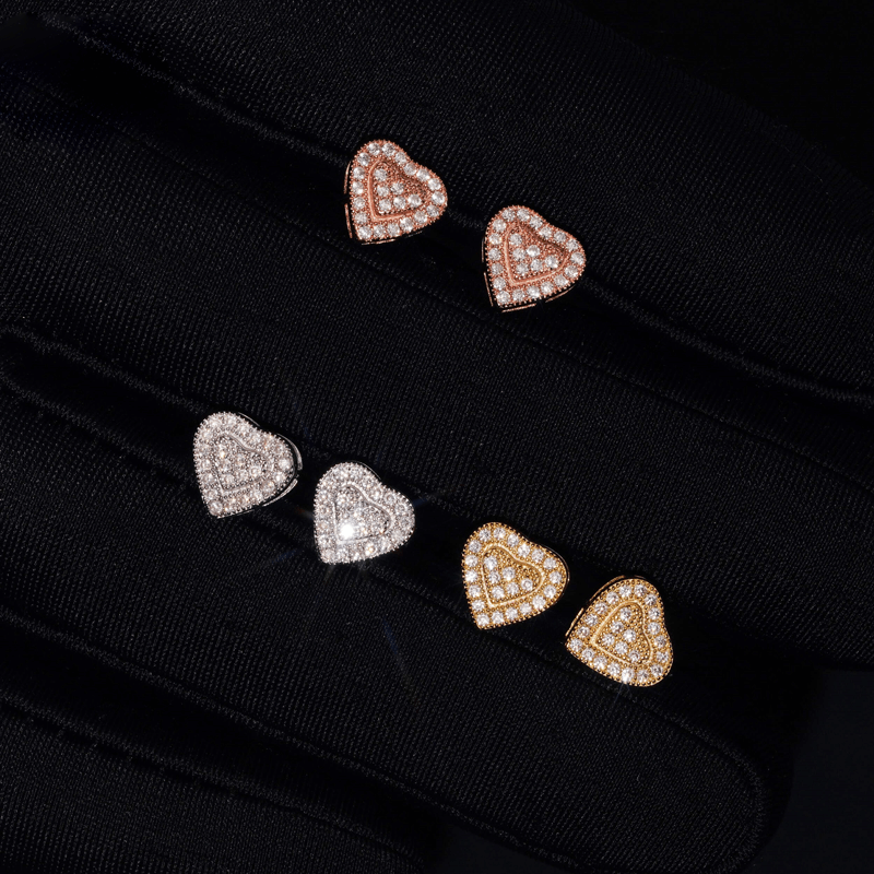 GL Silver Fashion Style Moissanite Heart Earrings