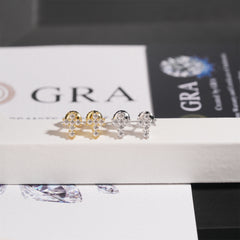 【US 3 Days Delivery】GL Iced Out Tiny Cross Earring Paved VVS Round Cut Moissanite  16K Gold Plated