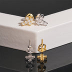 【US 3 Days Delivery】GL Iced Out Tiny Cross Earring Paved VVS Round Cut Moissanite  16K Gold Plated
