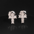 【US 3 Days Delivery】GL Iced Out Tiny Cross Earring Paved VVS Round Cut Moissanite  16K Gold Plated