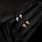 【US 3 Days Delivery】GL Iced Out Tiny Cross Earring Paved VVS Round Cut Moissanite  16K Gold Plated