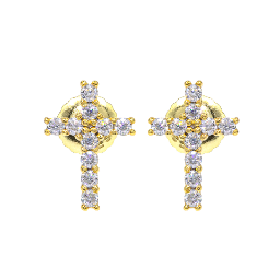 【US 3 Days Delivery】GL Iced Out Cross Earring Paved VVS Round Cut Moissanite  16K Gold Plated Secondary image