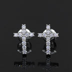 【US 3 Days Delivery】GL Iced Out Cross Earring Paved VVS Round Cut Moissanite  16K Gold Plated