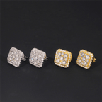 【US 3 Days Delivery】GL Silver Gold Plated Square Moissanite Diamond Stud Earrings