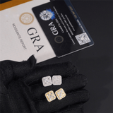 【US 3 Days Delivery】GL Silver Gold Plated Square Moissanite Diamond Stud Earrings