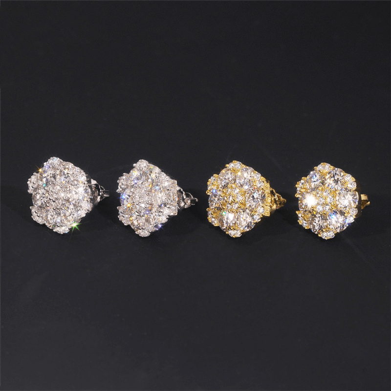 GL Hiphop Jewelry  925 Sterling Silver VVS Round Cut Moissanite Stud Earring Secondary image