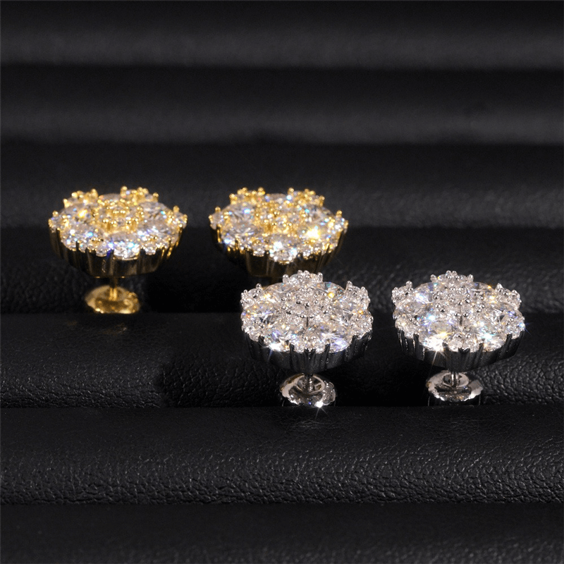 GL Hiphop Jewelry  925 Sterling Silver VVS Round Cut Moissanite Stud Earring