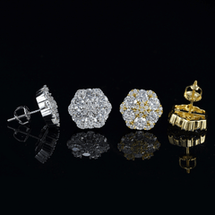 GL Hiphop Jewelry  925 Sterling Silver VVS Round Cut Moissanite Stud Earring