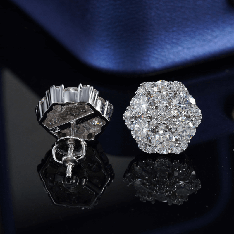 GL Hiphop Jewelry  925 Sterling Silver VVS Round Cut Moissanite Stud Earring