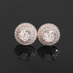 【US 3 Days Delivery】GL 10mm S925 Silver Full Moissanite lced Out Double Halo 16K Gold Plated S925 Silver Earrings