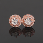 【US 3 Days Delivery】GL 10mm S925 Silver Full Moissanite lced Out Double Halo 16K Gold Plated S925 Silver Earrings