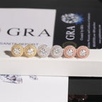 【US 3 Days Delivery】GL 10mm S925 Silver Full Moissanite lced Out Double Halo 16K Gold Plated S925 Silver Earrings