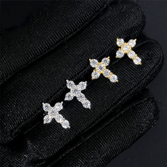 GL Cross Moissanite Diamond Earrings Hip Hop Fashion Jewelry