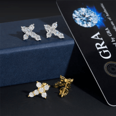 GL Cross Moissanite Diamond Earrings Hip Hop Fashion Jewelry
