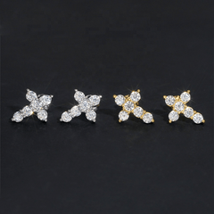 GL Cross Moissanite Diamond Earrings Hip Hop Fashion Jewelry