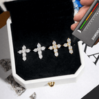 GL S925 Silver Cross VVS Moissanite Earrings Hip Hop Fashion Jewelry
