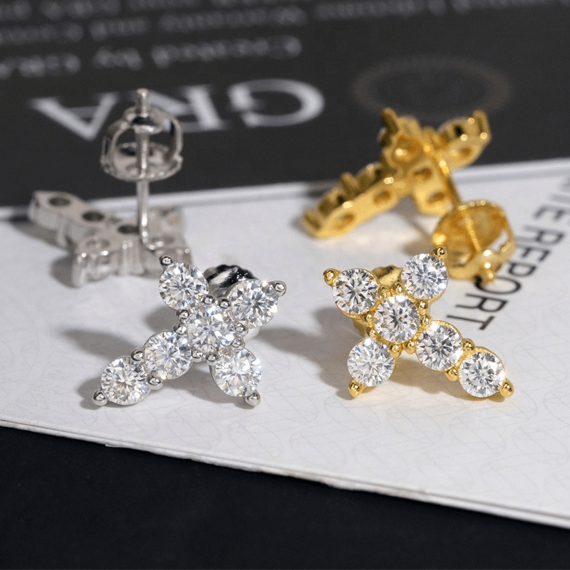 GL Cross Moissanite Diamond Earrings Hip Hop Fashion Jewelry