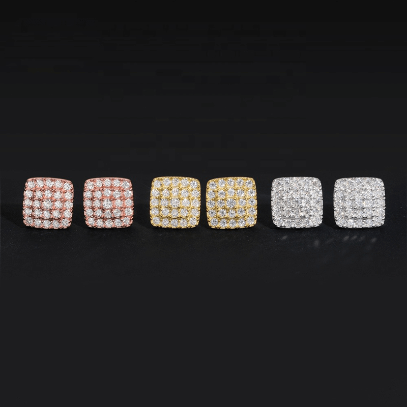 GL Hiphop Jewelry 925 Sterling Silver VVS Moissanite Square Earrings Secondary image