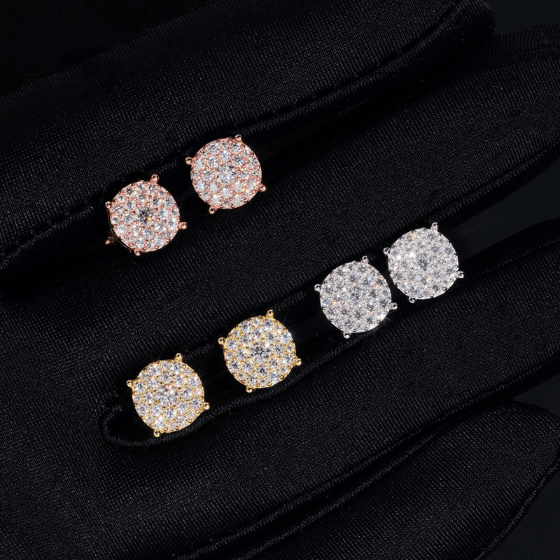 GL Fashion Style S925 Silver VVS Round Moissanite Earrings