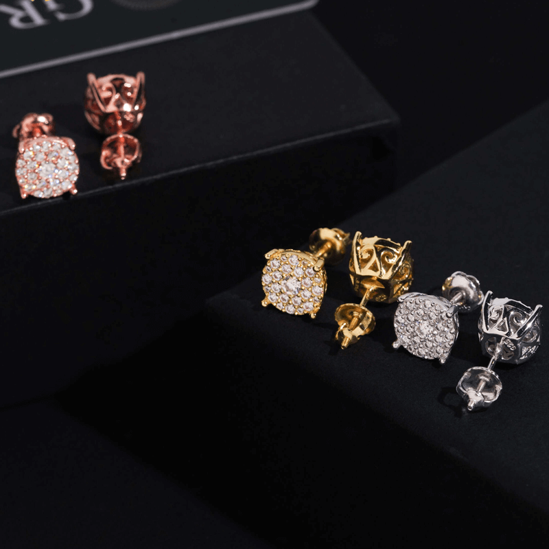 GL Fashion Style S925 Silver VVS Round Moissanite Earrings