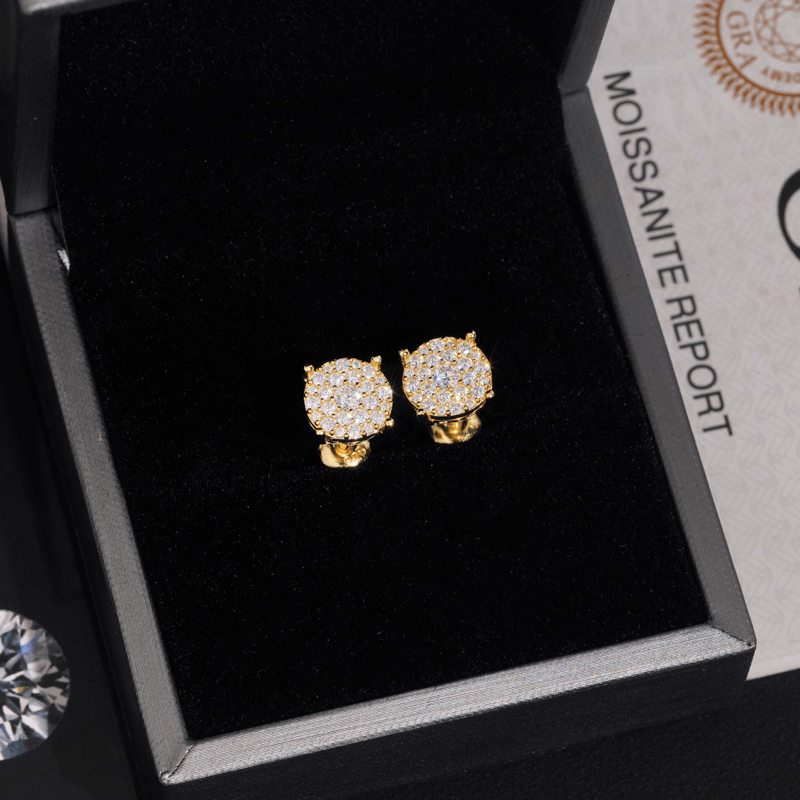 GL Fashion Style VVS Round Moissanite Earrings