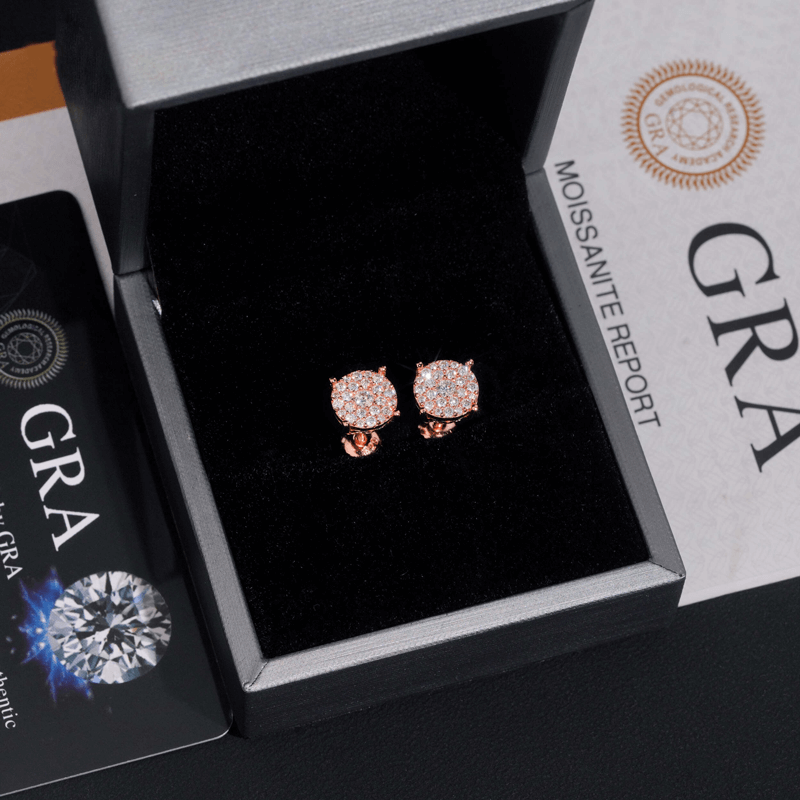 GL Fashion Style S925 Silver VVS Round Moissanite Earrings