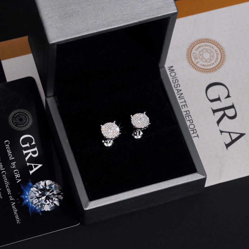 GL Fashion Style S925 Silver VVS Round Moissanite Earrings