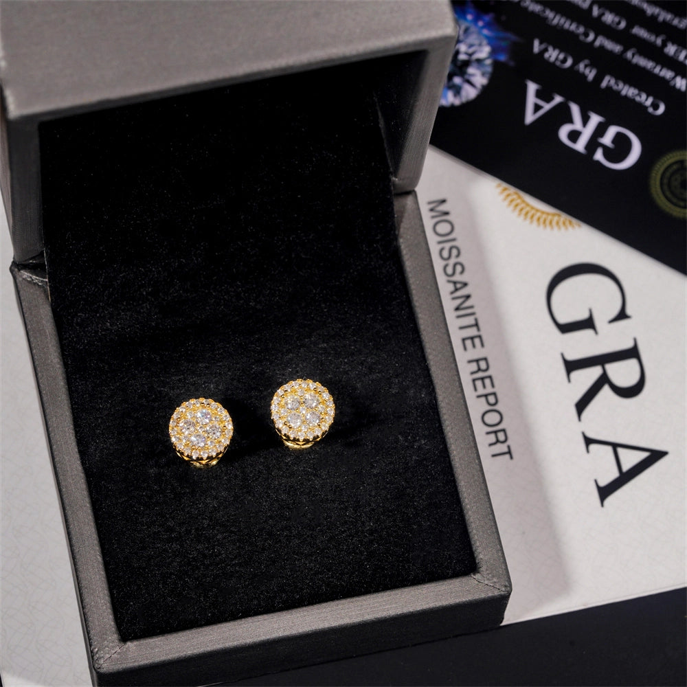 9MM Round Shaped VVS Moissanite Stud Earrings