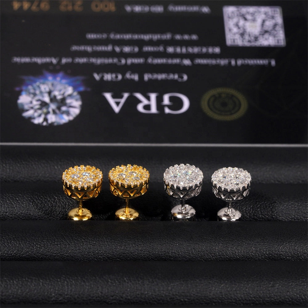 9MM Round Shaped VVS Moissanite Stud Earrings