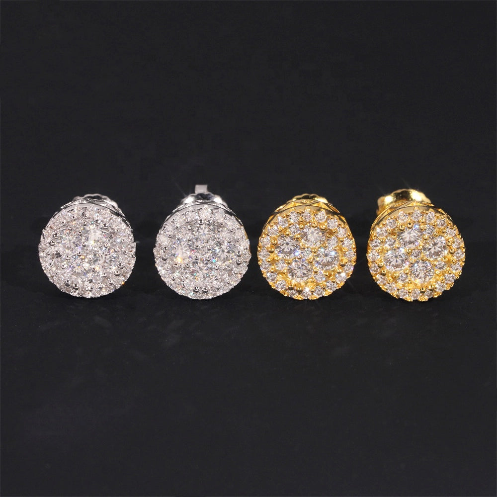 9MM S925 Silver Round Shaped VVS Moissanite Stud Earrings Main image