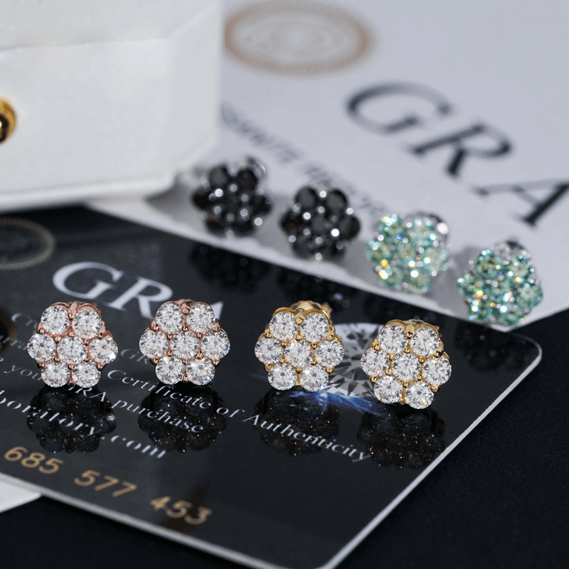 【US 3 Days Delivery】GL Hip Hop Earrings 925 Sterling Silver Moissanite Stud Earrings Secondary image