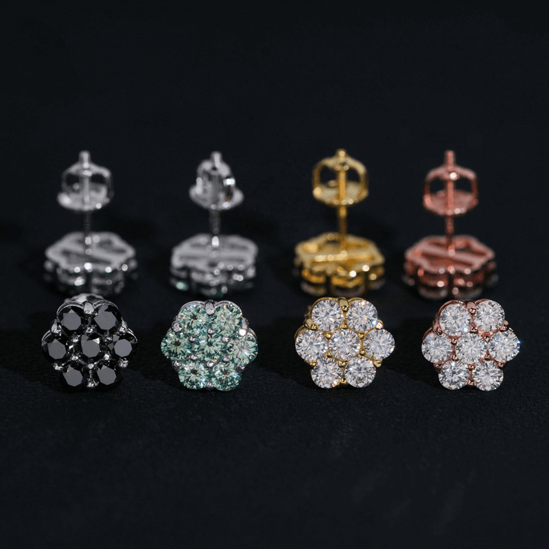 GL Hip Hop Earrings 925 Sterling Silver Moissanite Stud Earrings