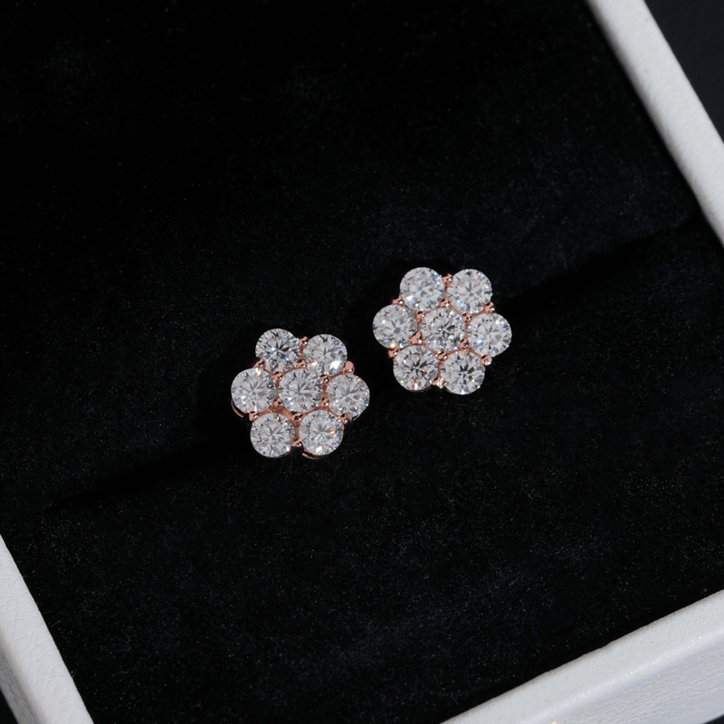 GL Hip Hop Earrings 925 Sterling Silver Moissanite Stud Earrings