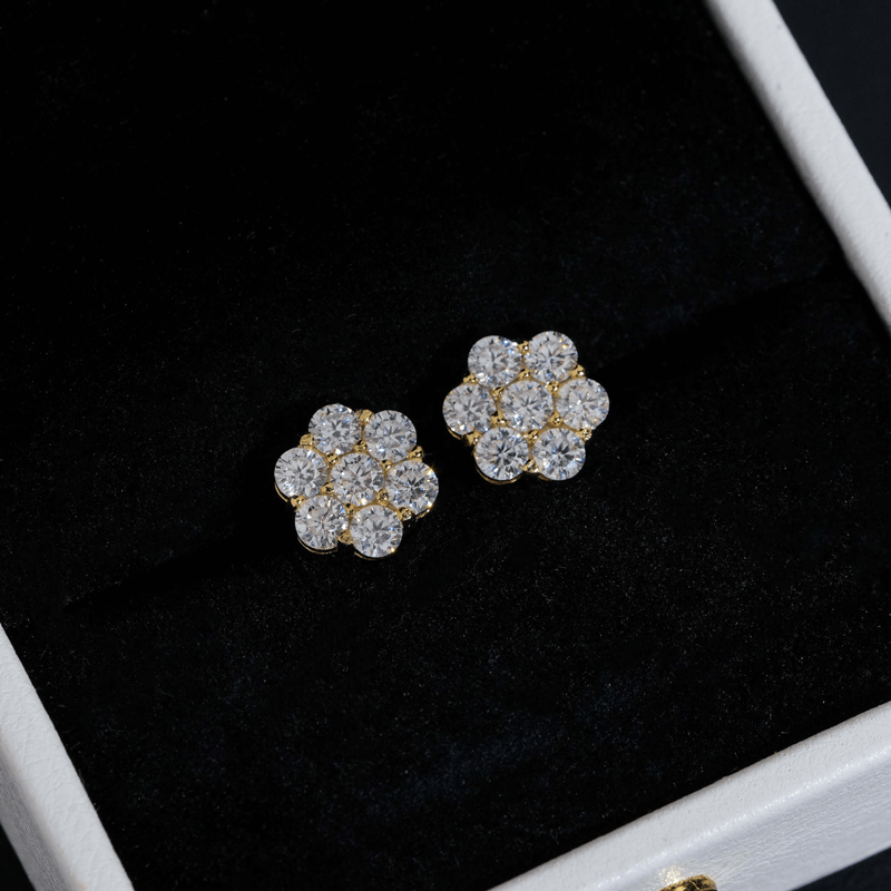 GL Hip Hop Earrings 925 Sterling Silver Moissanite Stud Earrings