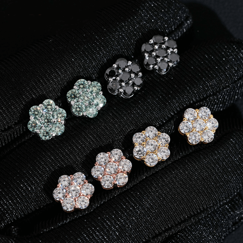 GL Hip Hop Earrings 925 Sterling Silver Moissanite Stud Earrings